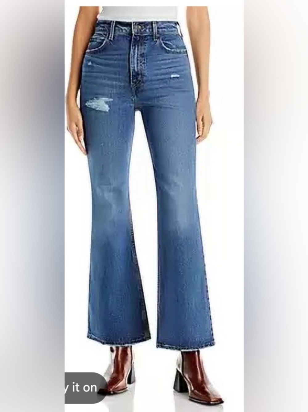 Levi's Blue Distressed Wide-Leg Jeans